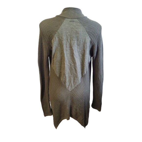 Prana Olive Green Open Front Diamond Cardigan Sweater Med Hemp/Organic Cotton - Picture 5 of 14